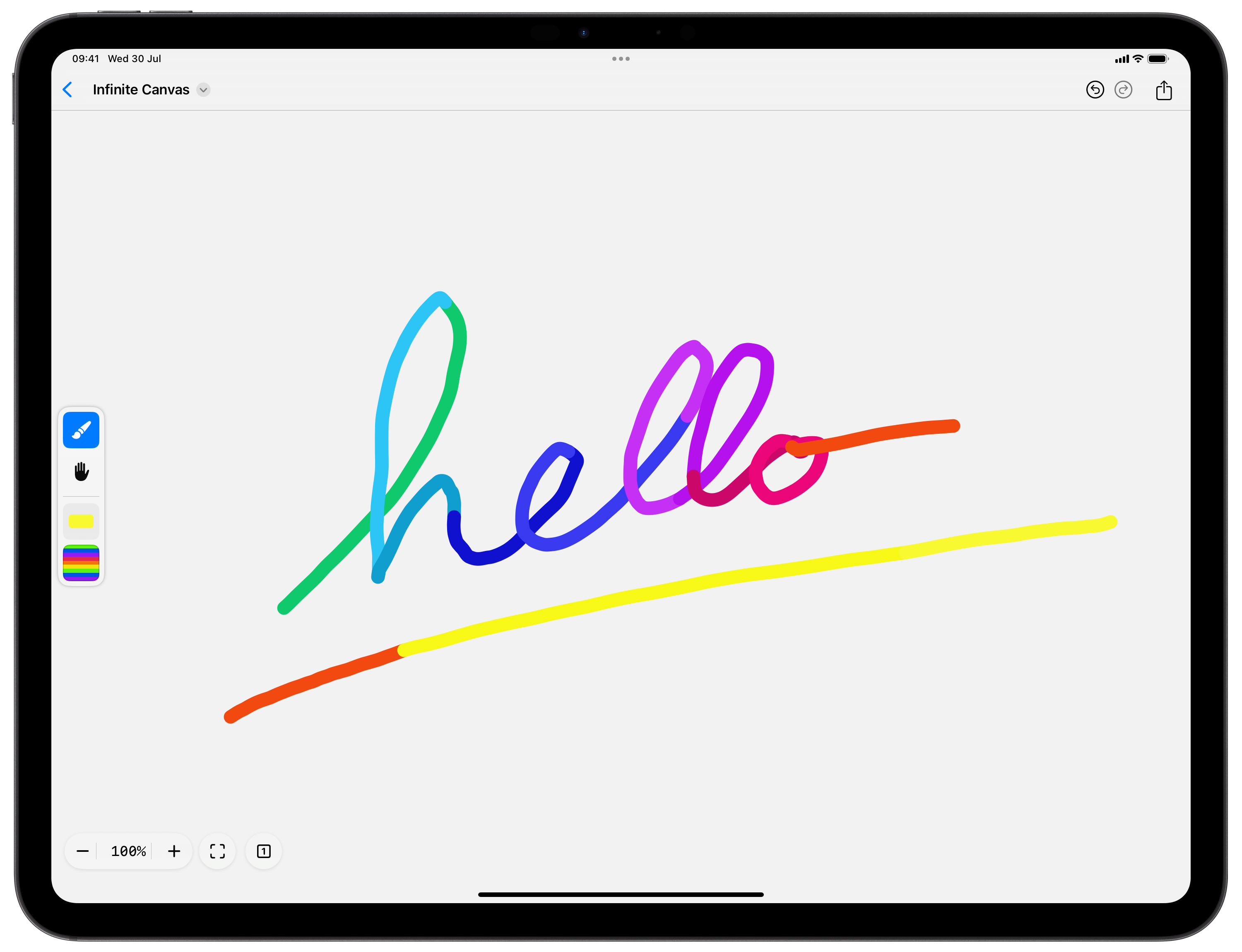 InfiniteCanvas app screenshot on iPad